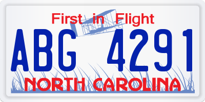 NC license plate ABG4291