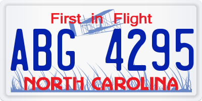 NC license plate ABG4295