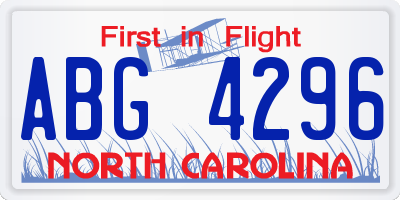 NC license plate ABG4296