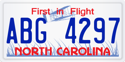 NC license plate ABG4297