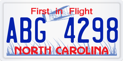 NC license plate ABG4298
