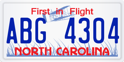NC license plate ABG4304
