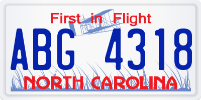 NC license plate ABG4318