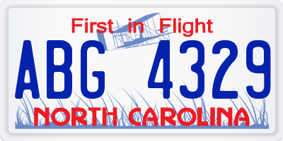 NC license plate ABG4329