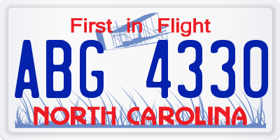 NC license plate ABG4330
