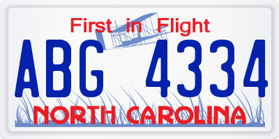 NC license plate ABG4334