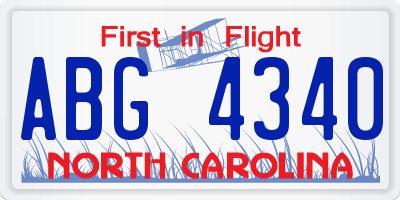 NC license plate ABG4340