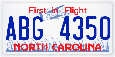 NC license plate ABG4350