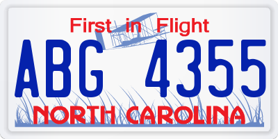 NC license plate ABG4355