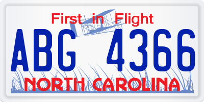 NC license plate ABG4366