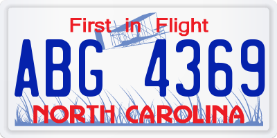 NC license plate ABG4369