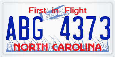 NC license plate ABG4373