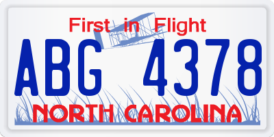 NC license plate ABG4378