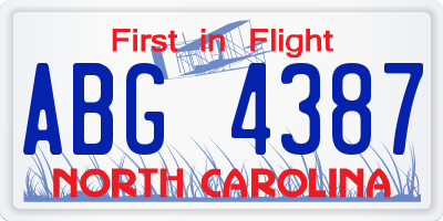 NC license plate ABG4387