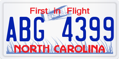 NC license plate ABG4399