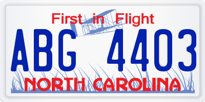 NC license plate ABG4403