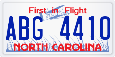 NC license plate ABG4410