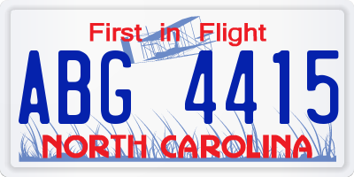 NC license plate ABG4415