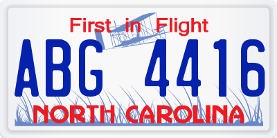 NC license plate ABG4416