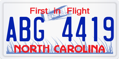 NC license plate ABG4419