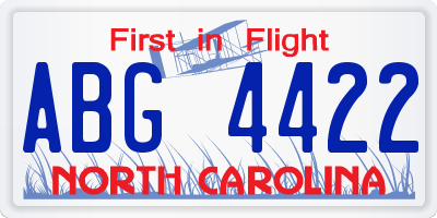 NC license plate ABG4422