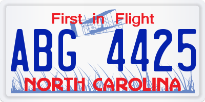 NC license plate ABG4425