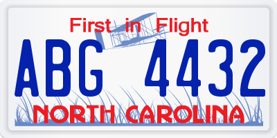 NC license plate ABG4432