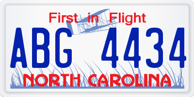 NC license plate ABG4434