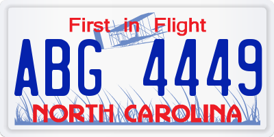 NC license plate ABG4449