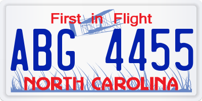 NC license plate ABG4455