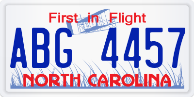 NC license plate ABG4457