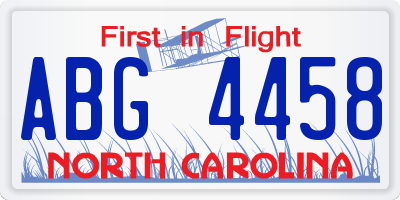 NC license plate ABG4458