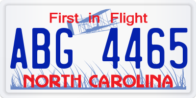 NC license plate ABG4465