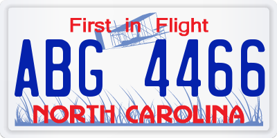 NC license plate ABG4466