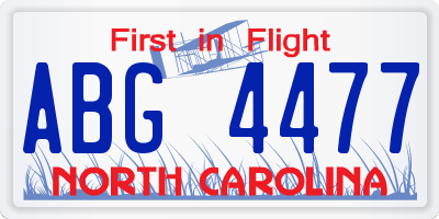 NC license plate ABG4477