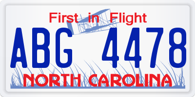 NC license plate ABG4478