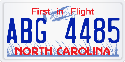 NC license plate ABG4485