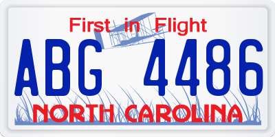 NC license plate ABG4486