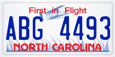 NC license plate ABG4493