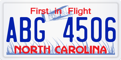 NC license plate ABG4506