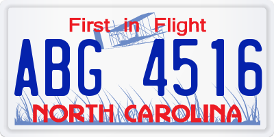 NC license plate ABG4516