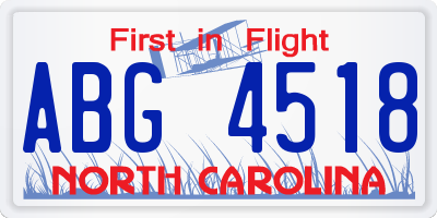 NC license plate ABG4518