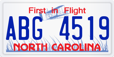 NC license plate ABG4519
