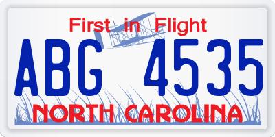 NC license plate ABG4535
