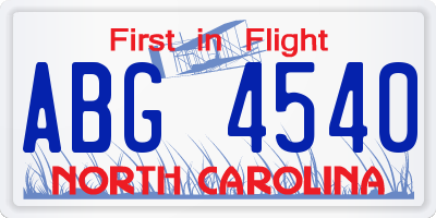 NC license plate ABG4540