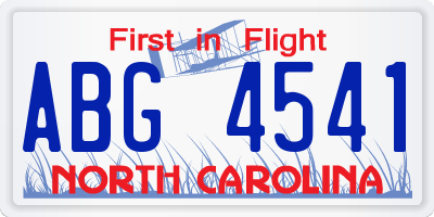 NC license plate ABG4541