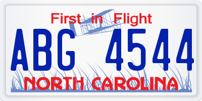 NC license plate ABG4544