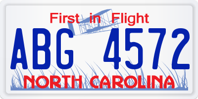 NC license plate ABG4572