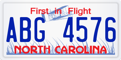 NC license plate ABG4576