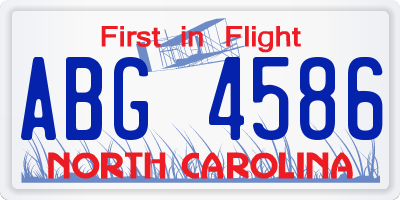 NC license plate ABG4586